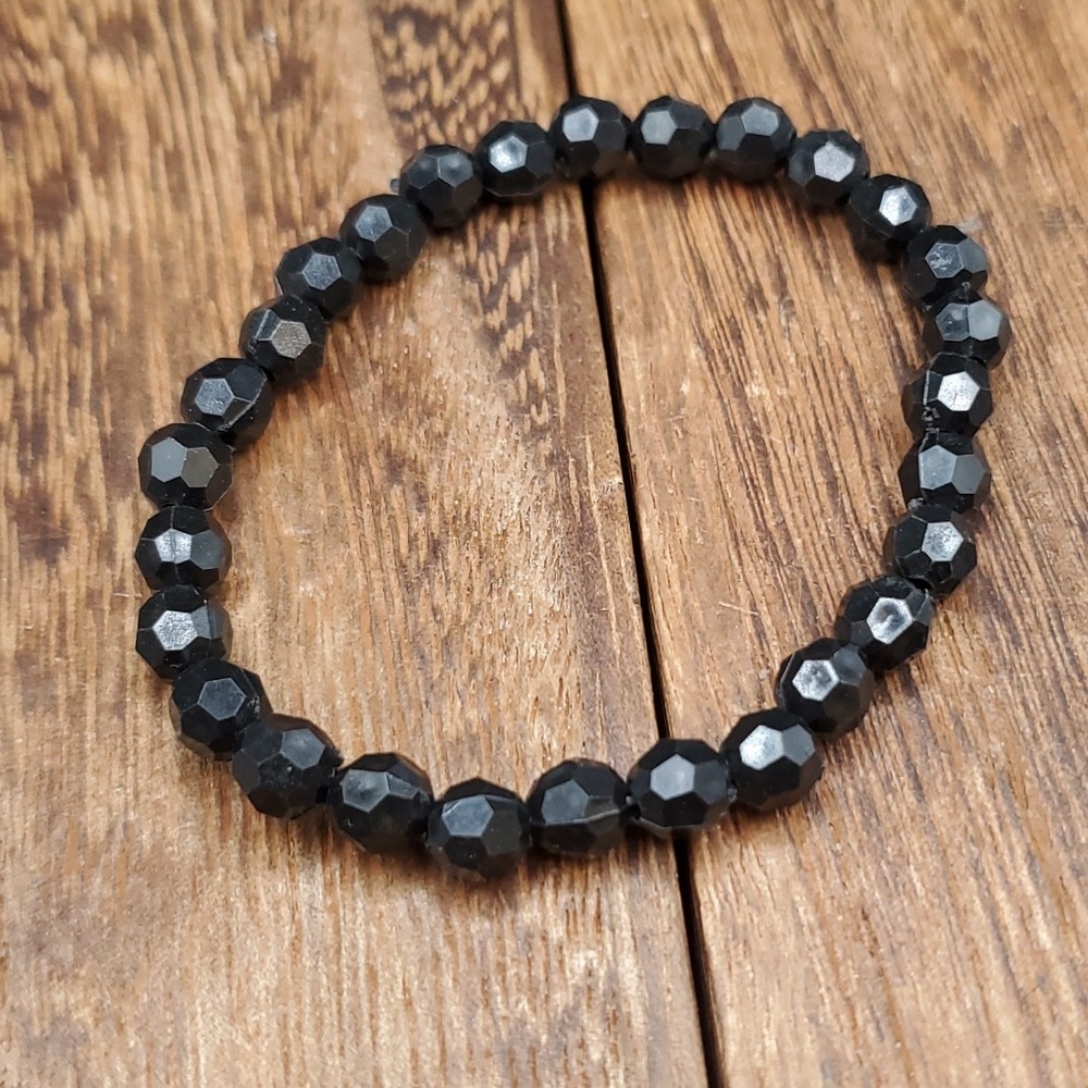 black stretch crystal beaded bracelet ‎B0235